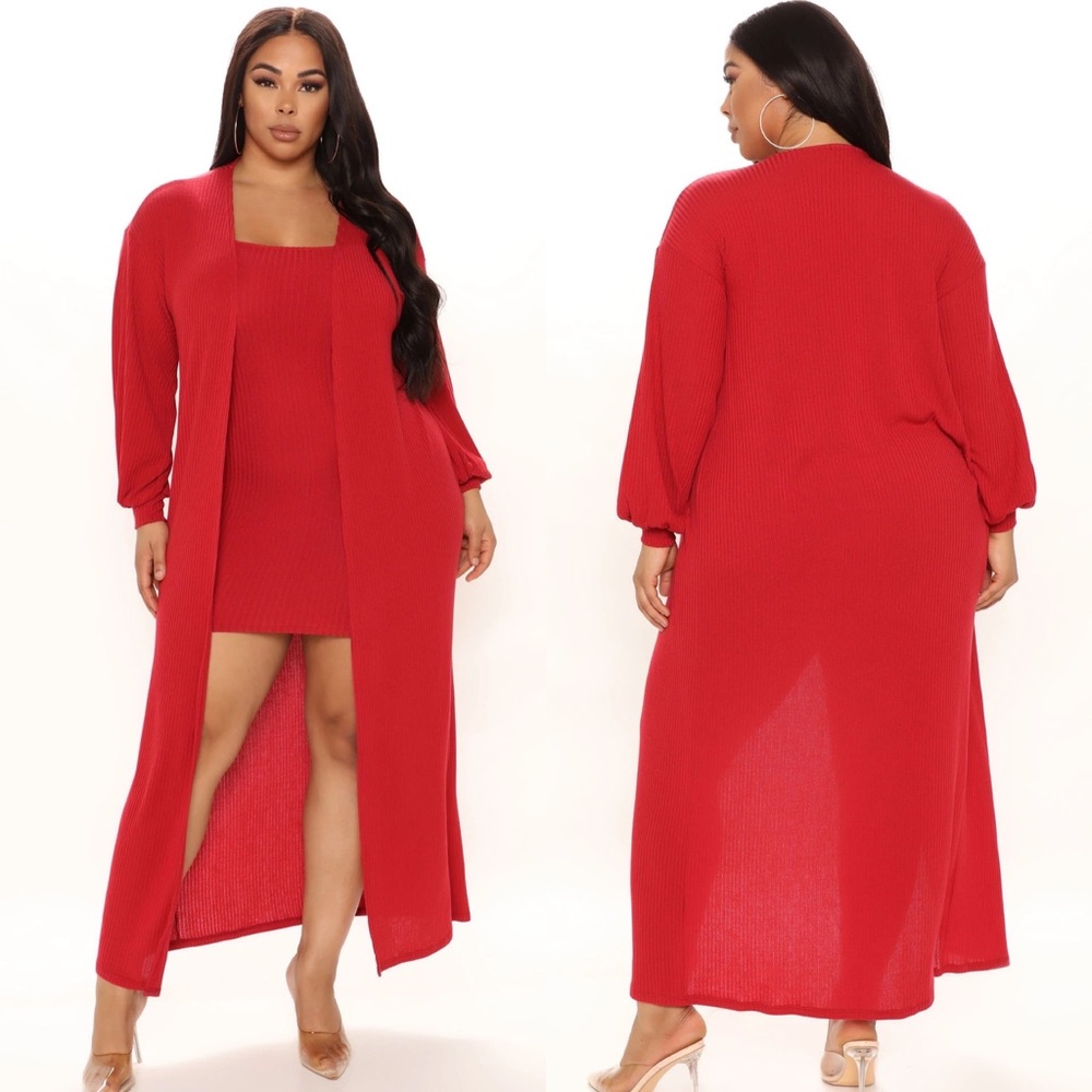 Fashion nova ribbed dress set 2 piece 1X